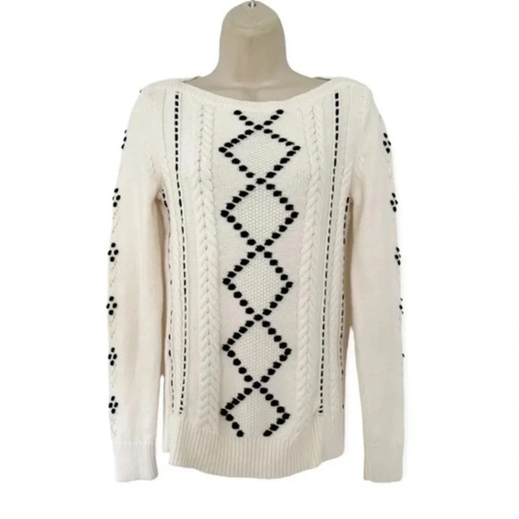 TALBOTS NWT Boatneck Cable Knit Velvet Ribbon PXL‎ - Picture 3 of 8